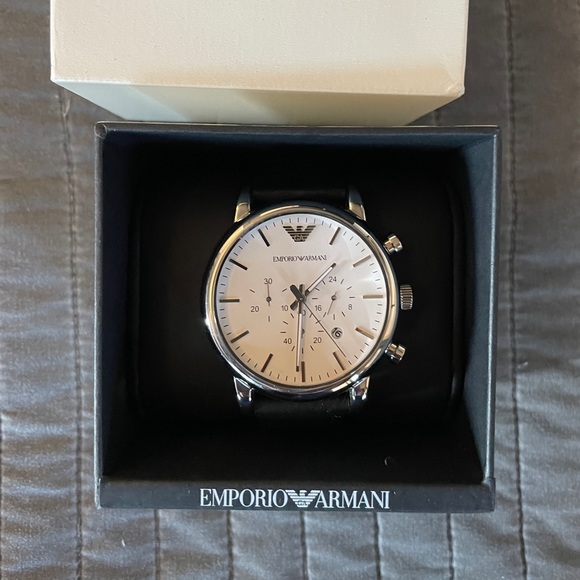 Emporio Armani Chronograph Leather Strap Watch, 46mm - Picture 5 of 5